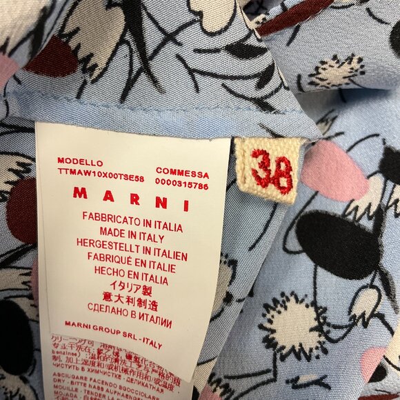 Marni Light Blue Multi Print Silk Top - Picture 5 of 5
